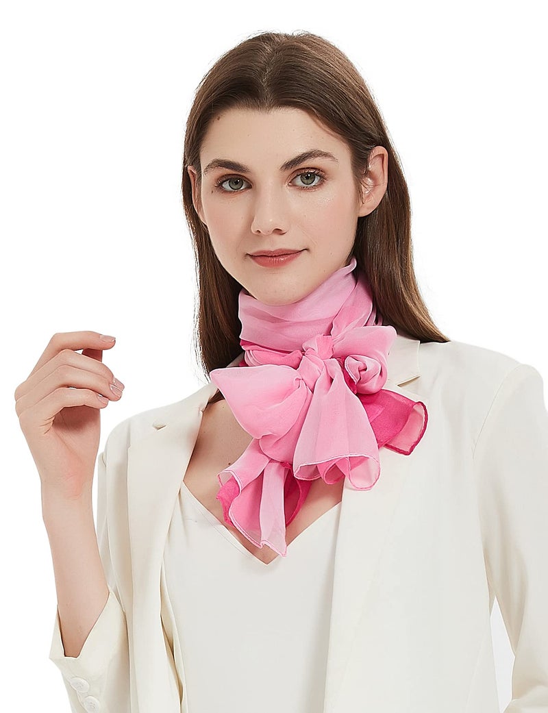 PANTONIGHT Oblong Pink Ombre Chiffon Scarf Pink Gradient Lightweight Scarf for Women 701 - Image 2